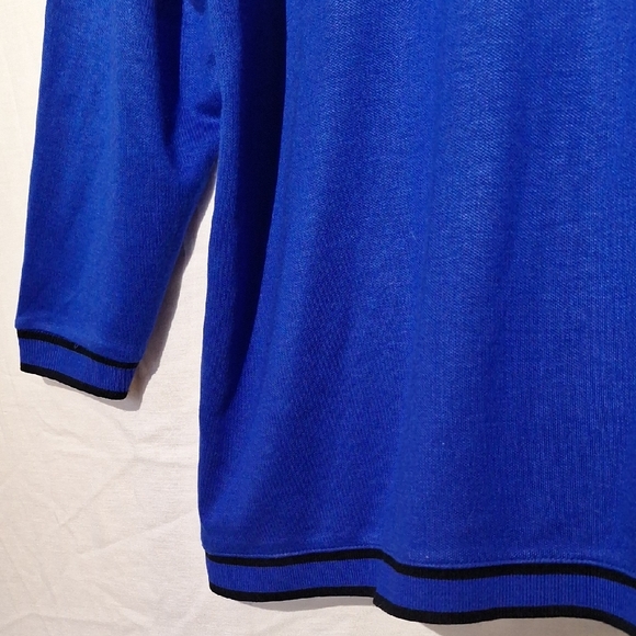 Vintage Royal Blue Cardigan with Black Accents, Silver Buttons, Sz 18, NWOT - Picture 12 of 14